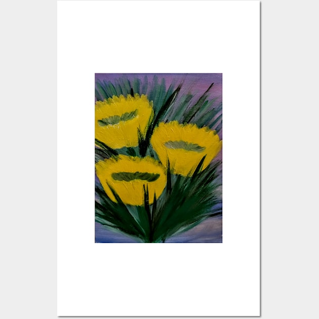 abstract yellow wildflower Wall Art by kkartwork